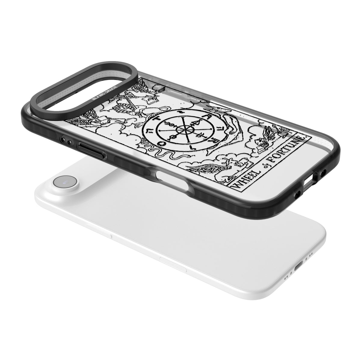 Personalised Wheel Of Fortune Tarot Transparent iPhone Air Impact Black Phone Case angled