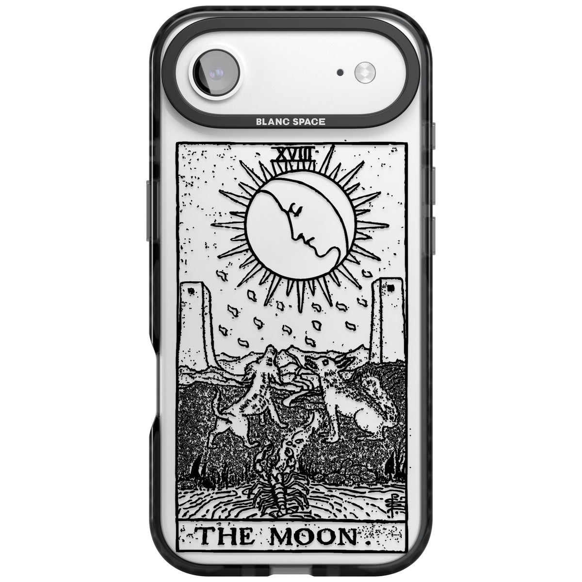 Personalised The Moon Tarot Card (Clear) iPhone Air Impact Black Phone Case front