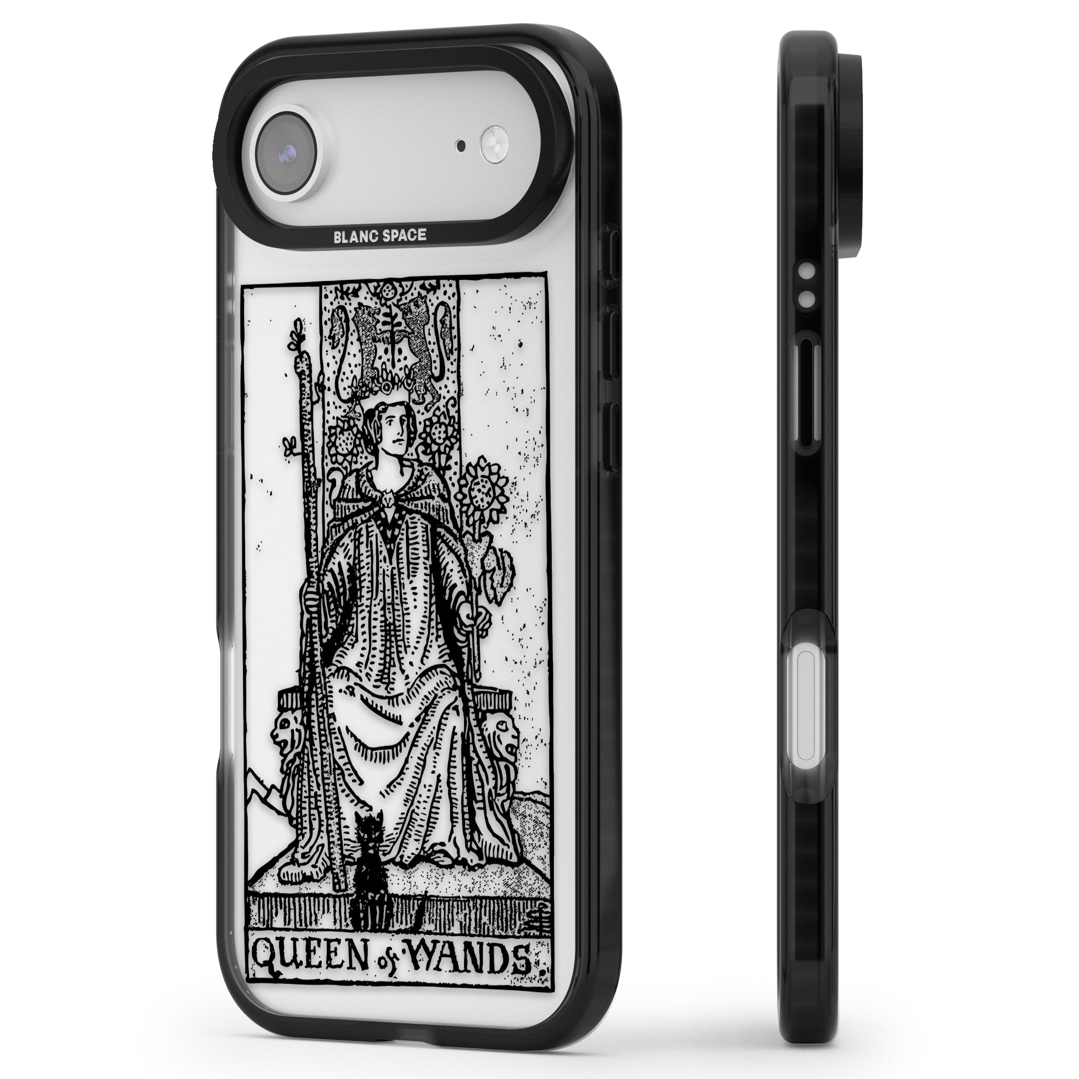 Personalised Queen Of Wands Tarot Card (Clear) iPhone 17 Air Impact Black Phone Case Side Profile