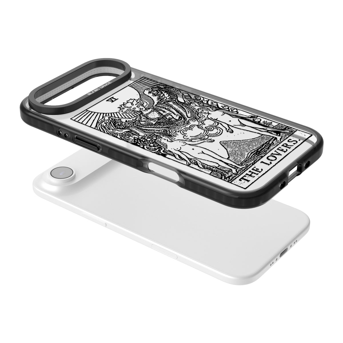 Personalised The Lovers Tarot Card (Clear) iPhone Air Impact Black Phone Case angled