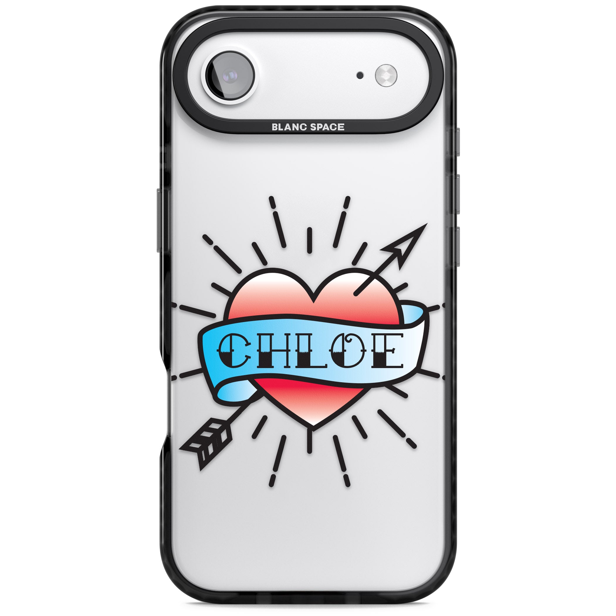 Personalised Heart Tattoo iPhone 17 Air Impact Black Phone Case