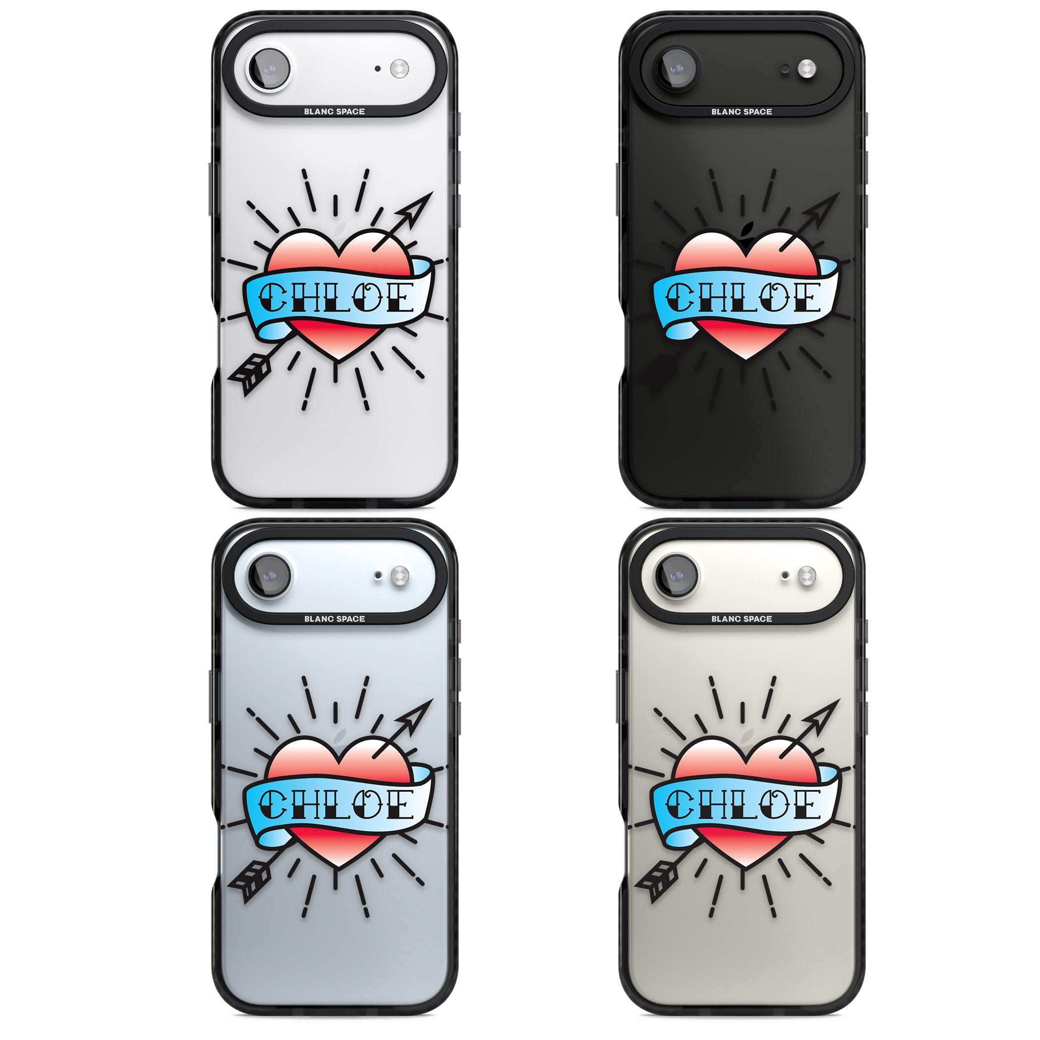 Personalised Heart Tattoo iPhone 17 Air Impact Black Phone Case APT Impact Protection