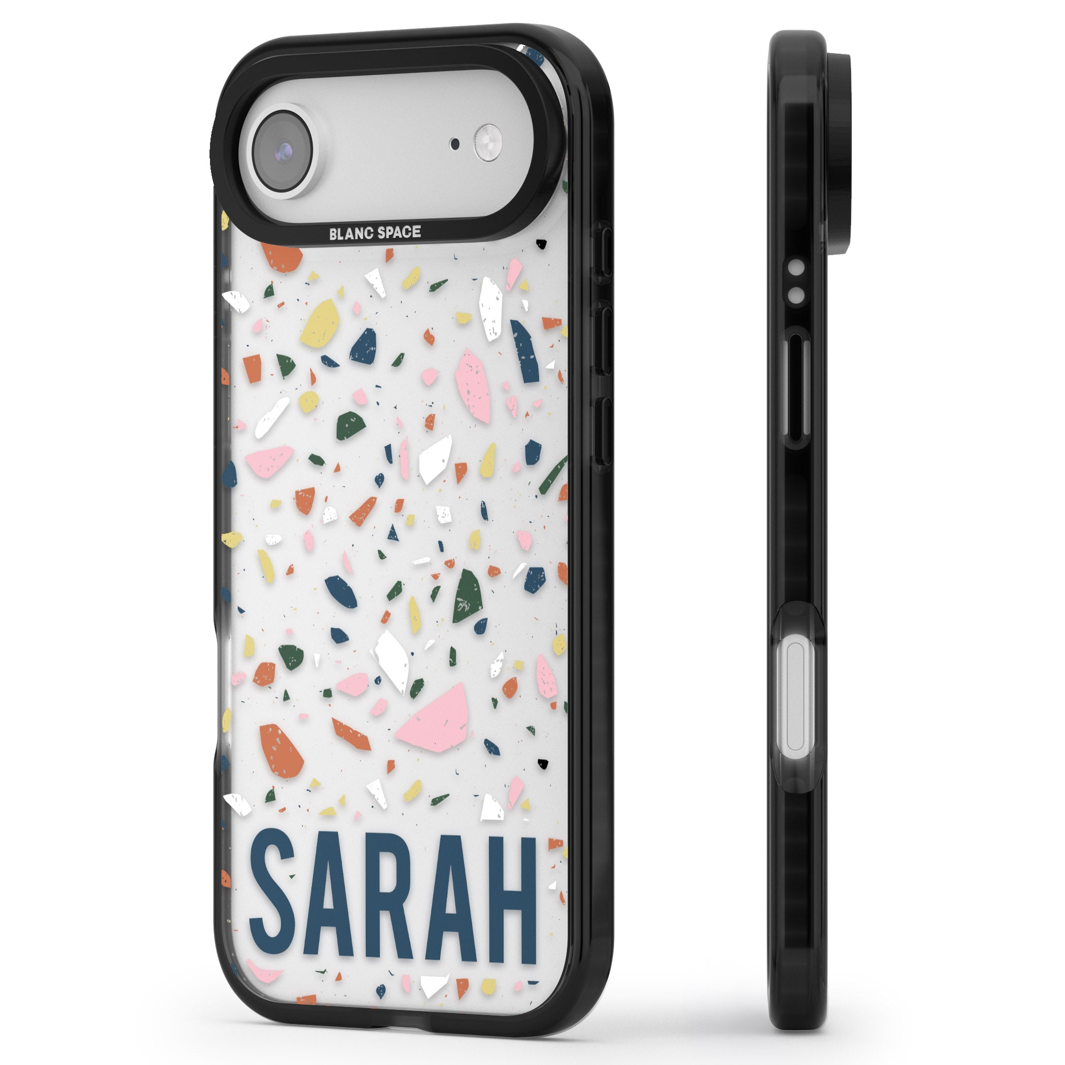 Personalised Terrazzo iPhone 17 Air Impact Black Phone Case Side Profile