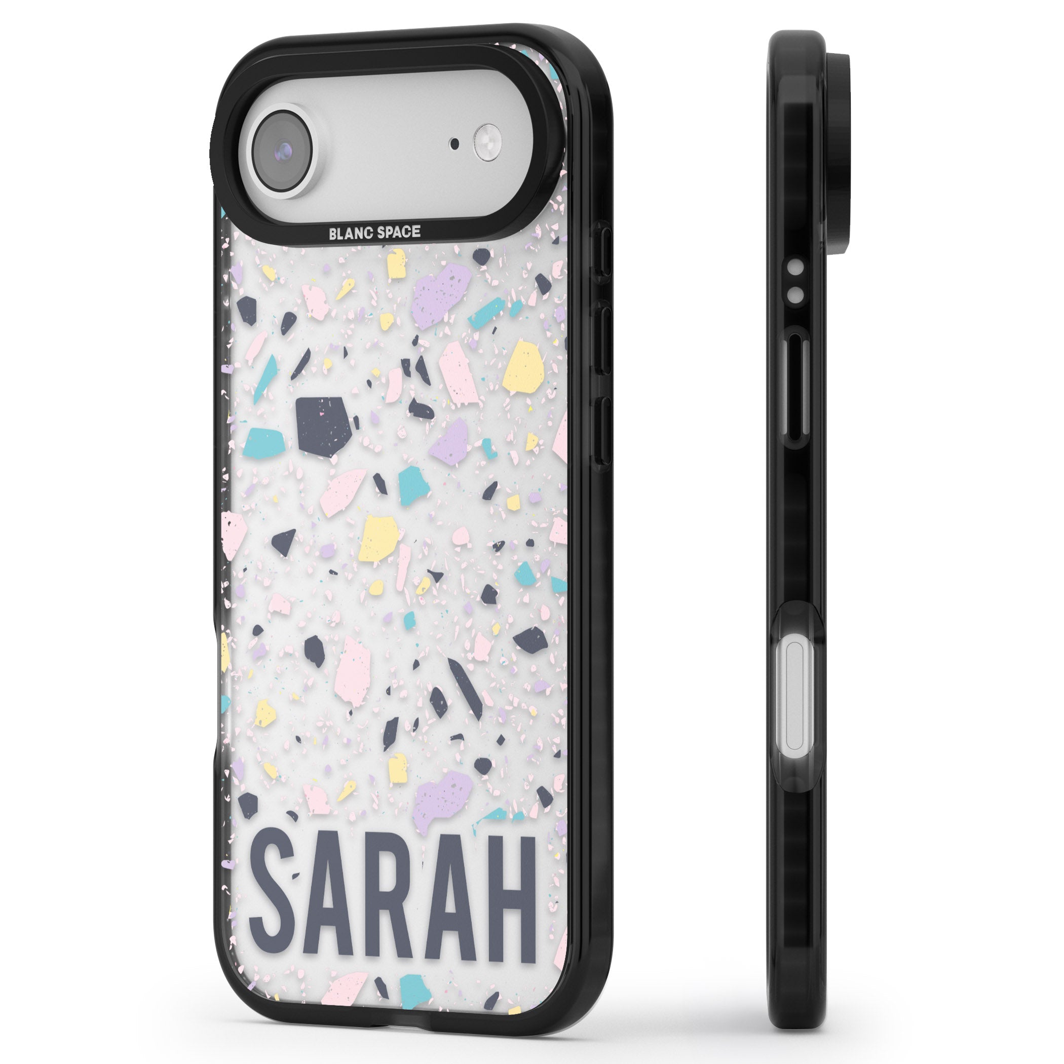 Personalised Pastel Terrazzo iPhone 17 Air Impact Black Phone Case Side Profile