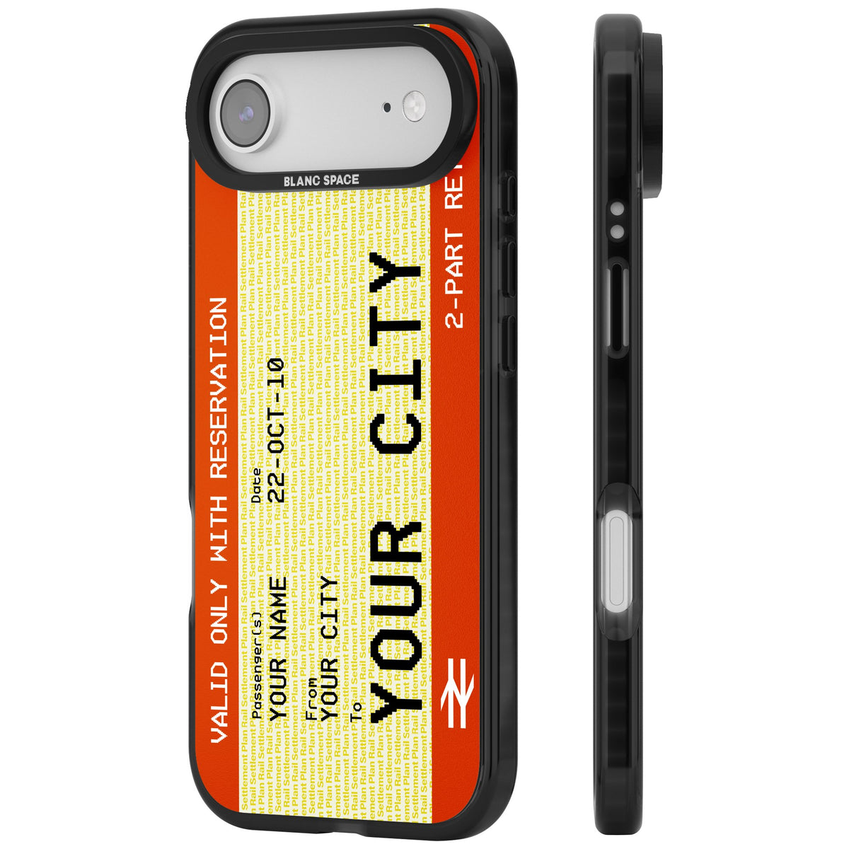 Personalised Create Your Own Train Ticket iPhone Air Impact Black Phone Case side