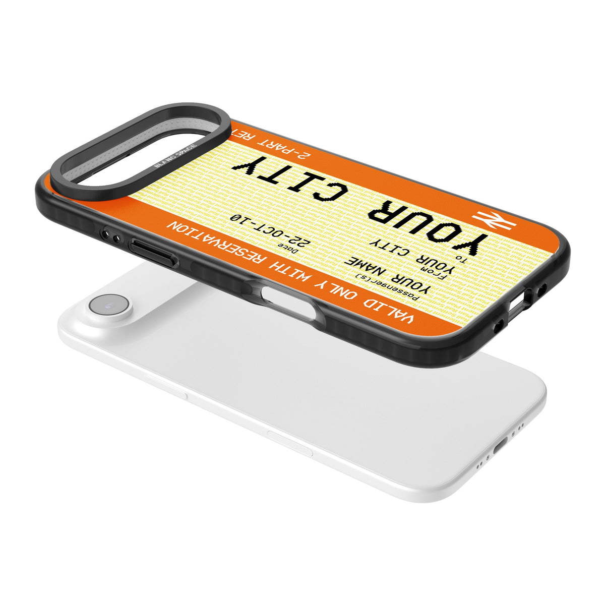 Personalised Create Your Own Train Ticket iPhone Air Impact Black Phone Case angled