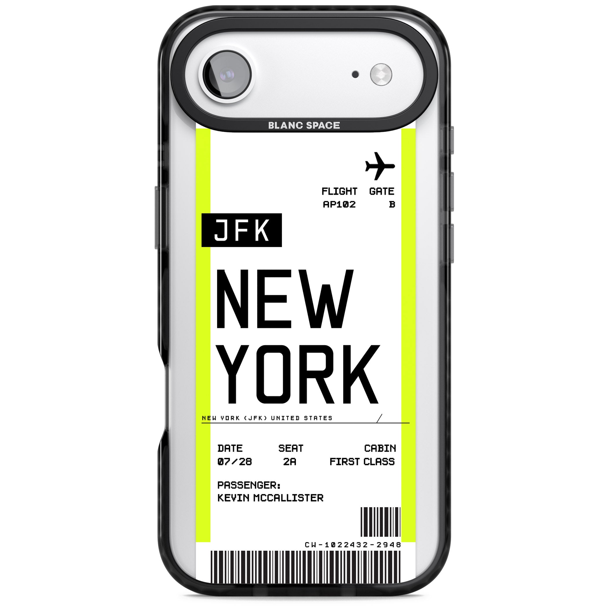Personalised New York Boarding Pass iPhone 17 Air Impact Black Phone Case