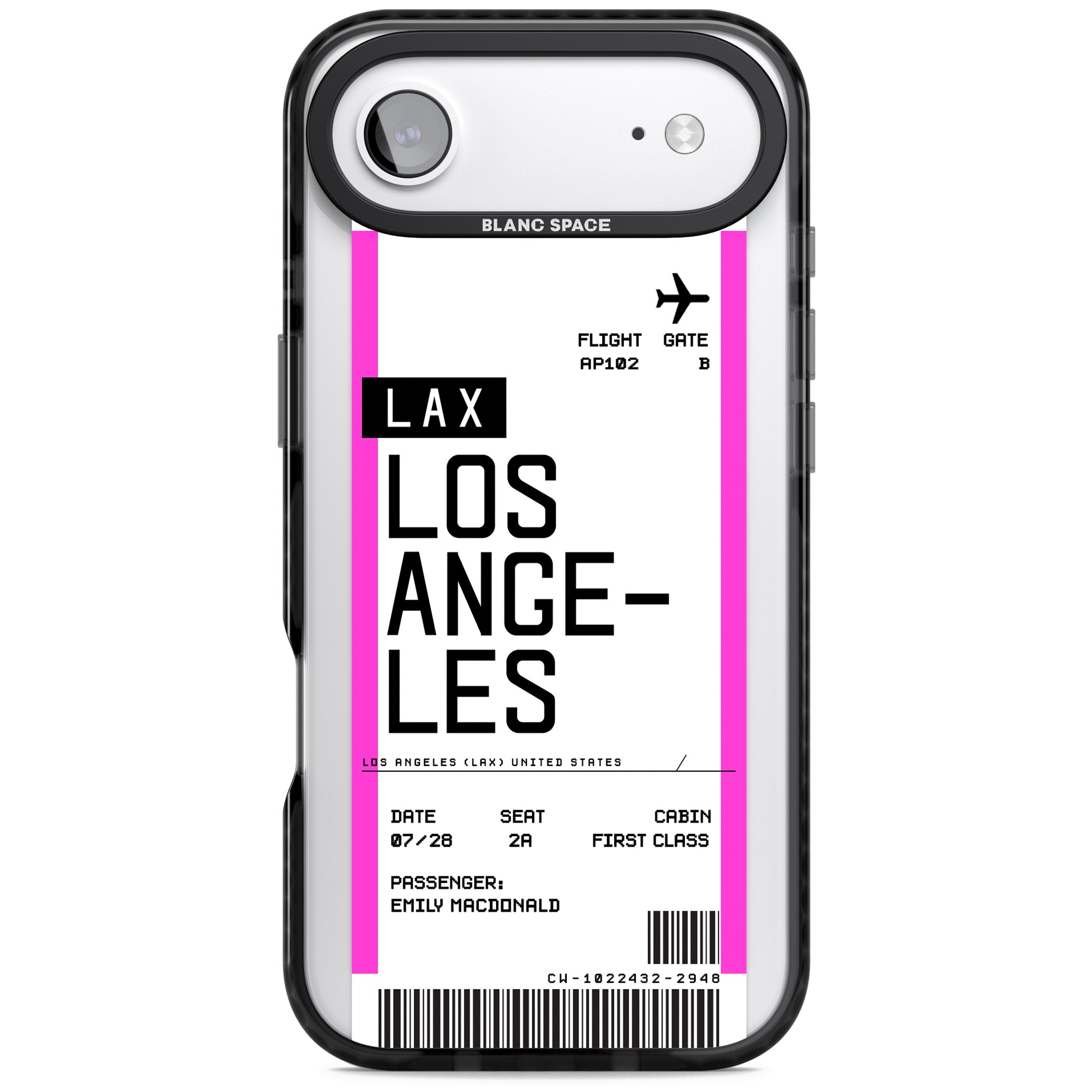 Personalised Los Angeles Boarding Pass iPhone 17 Air Impact Black Phone Case