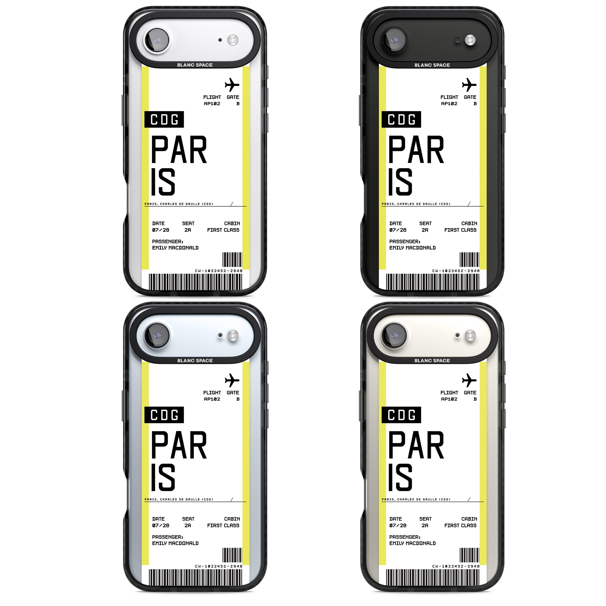 Personalised Paris Boarding Pass iPhone 17 Air Impact Black Phone Case APT Impact Protection