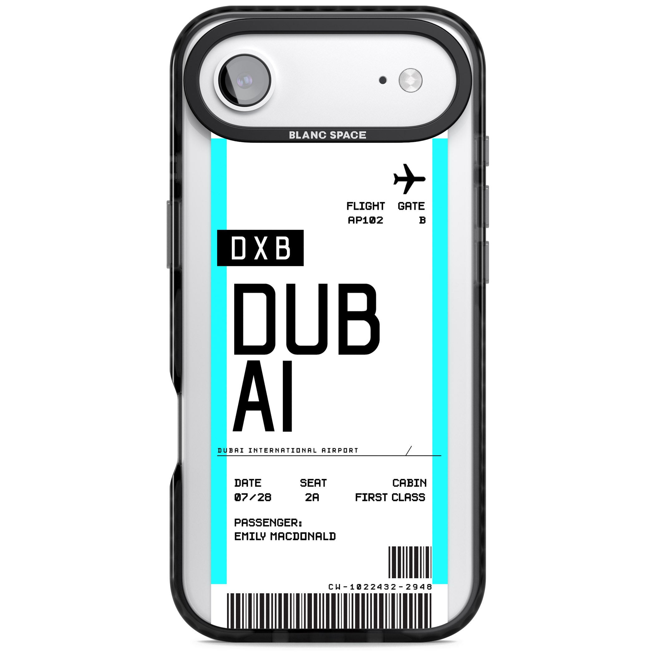 Personalised Dubai Boarding Pass iPhone 17 Air Impact Black Phone Case