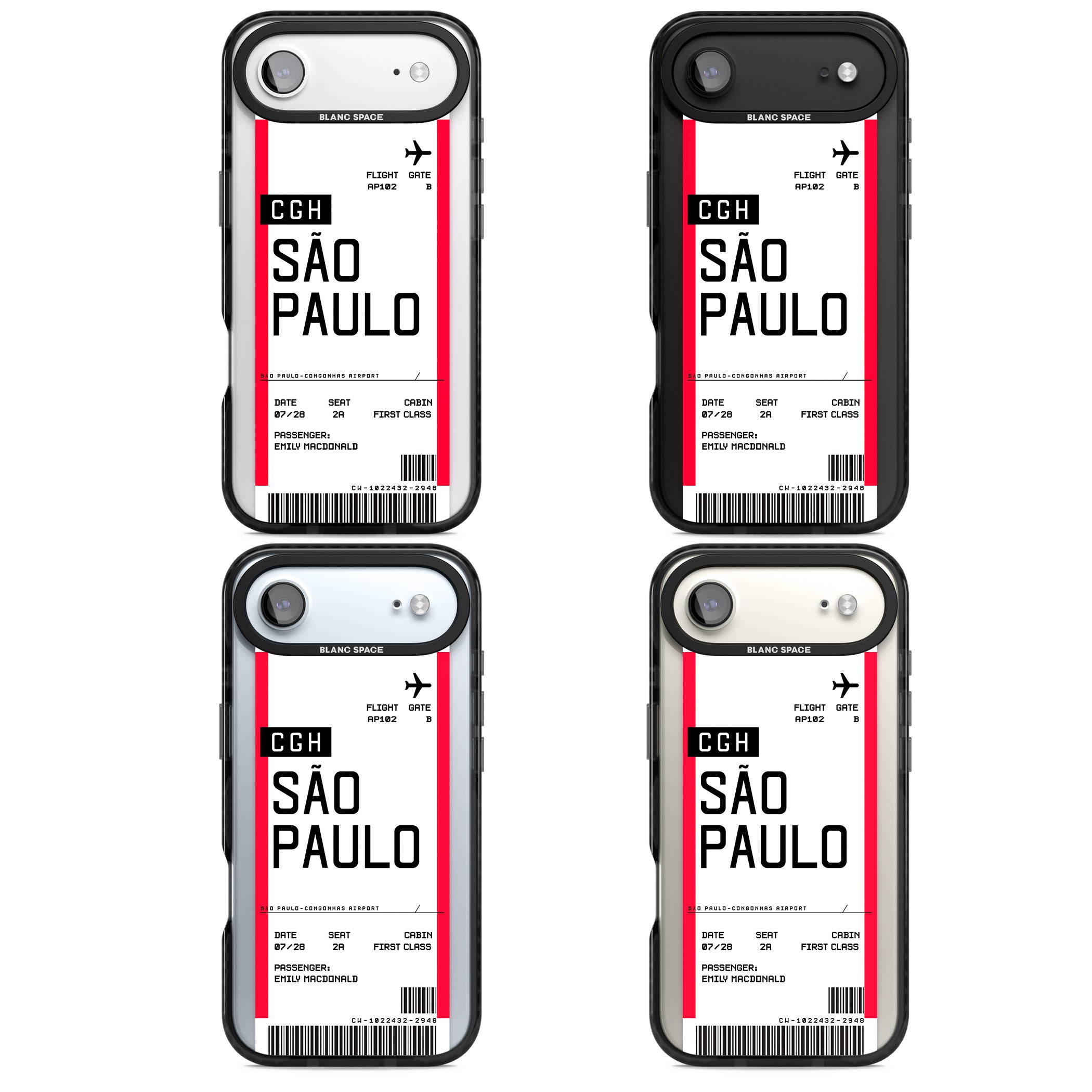 Personalised São Paulo Boarding Pass iPhone 17 Air Impact Black Phone Case APT Impact Protection