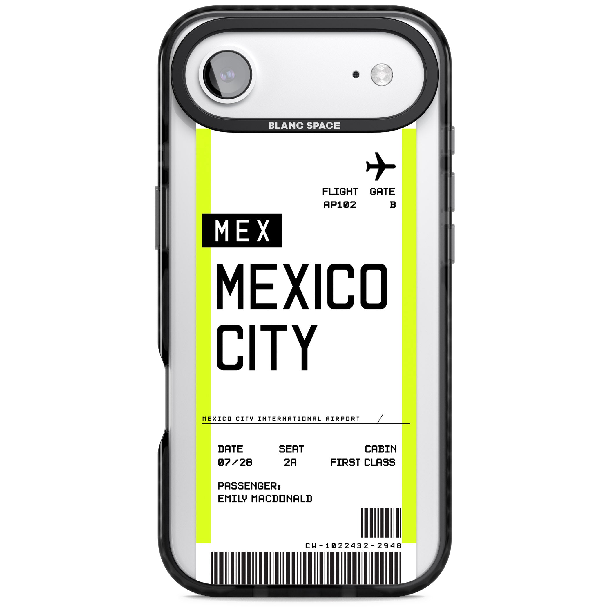 Personalised Mexico City Boarding Pass iPhone 17 Air Impact Black Phone Case