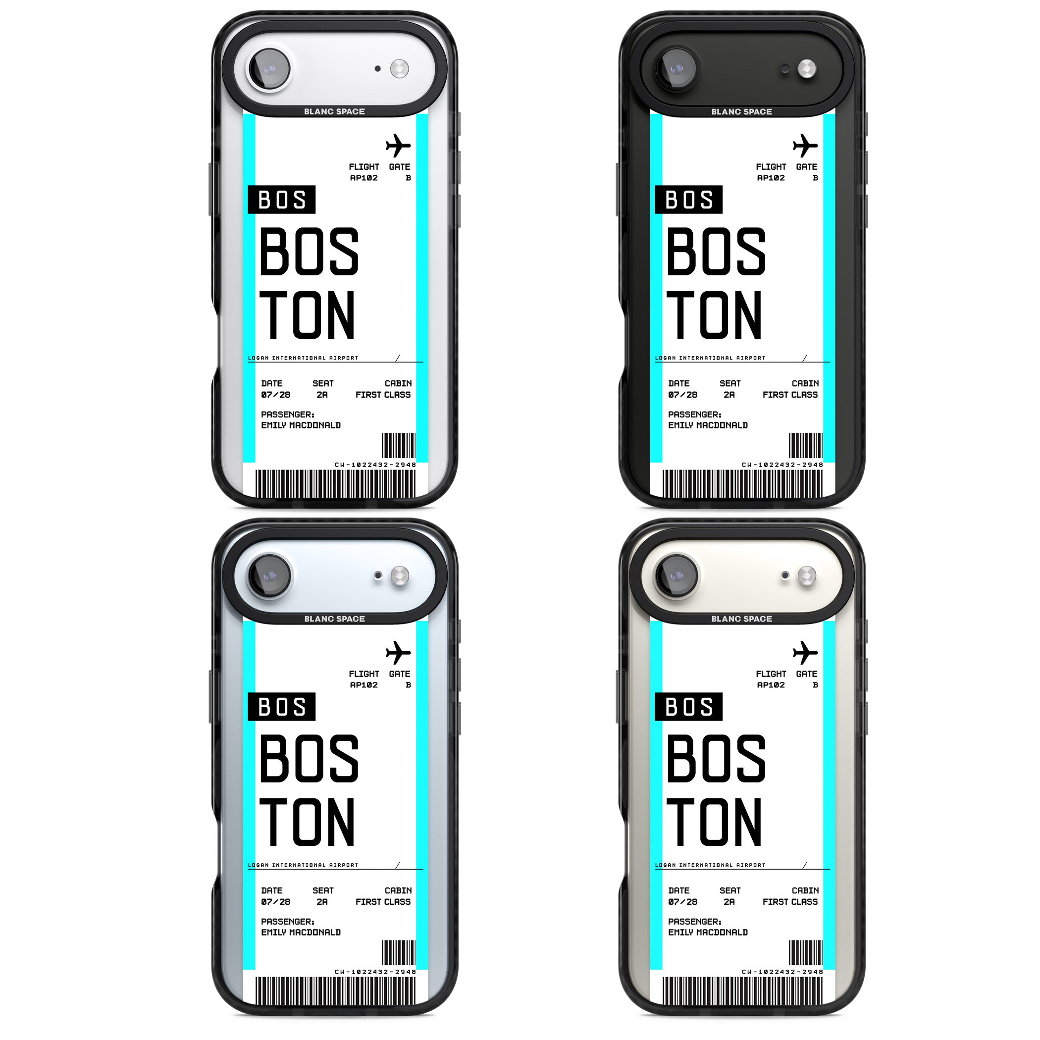 Personalised Boston Boarding Pass iPhone 17 Air Impact Black Phone Case APT Impact Protection