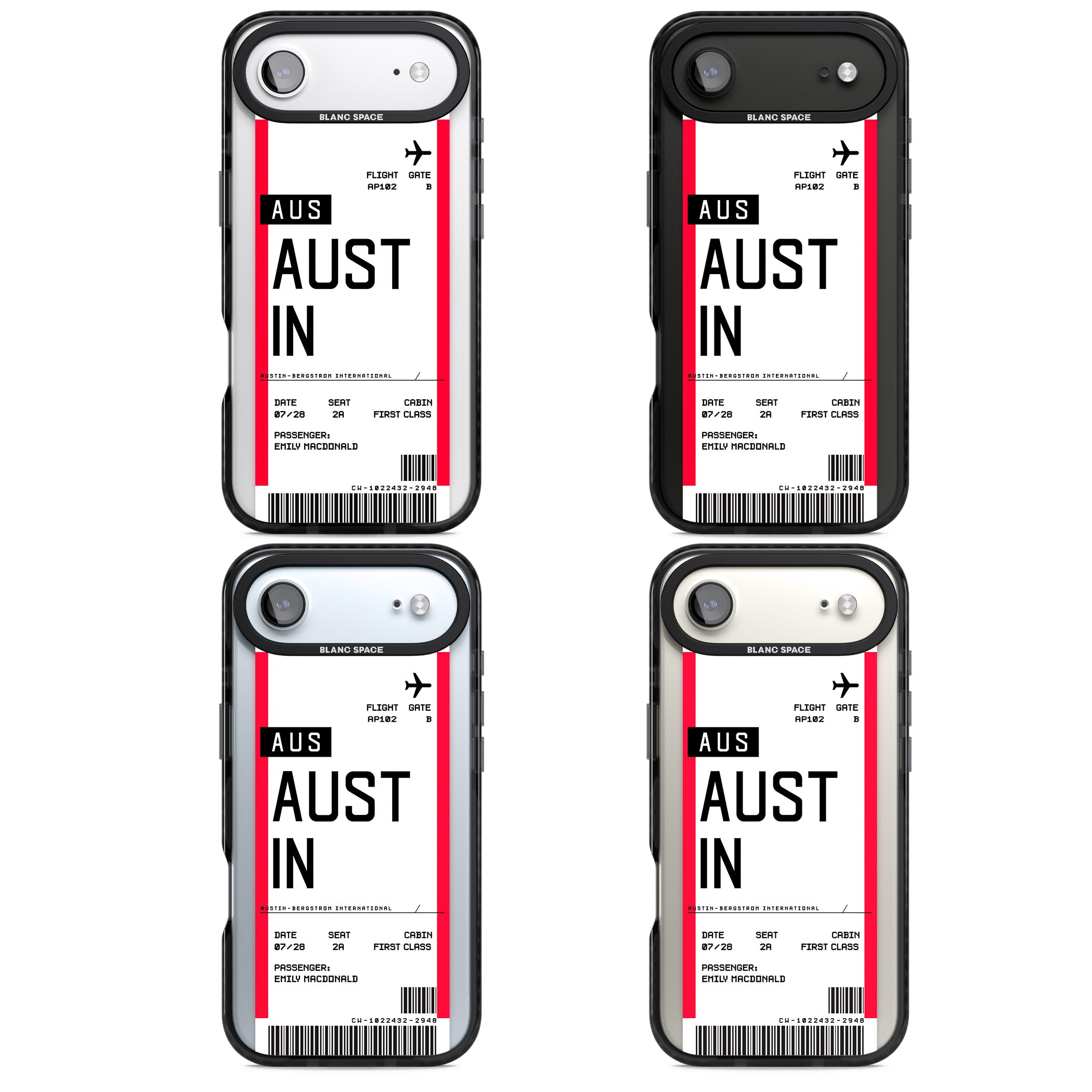 Personalised Austin Boarding Pass iPhone 17 Air Impact Black Phone Case APT Impact Protection