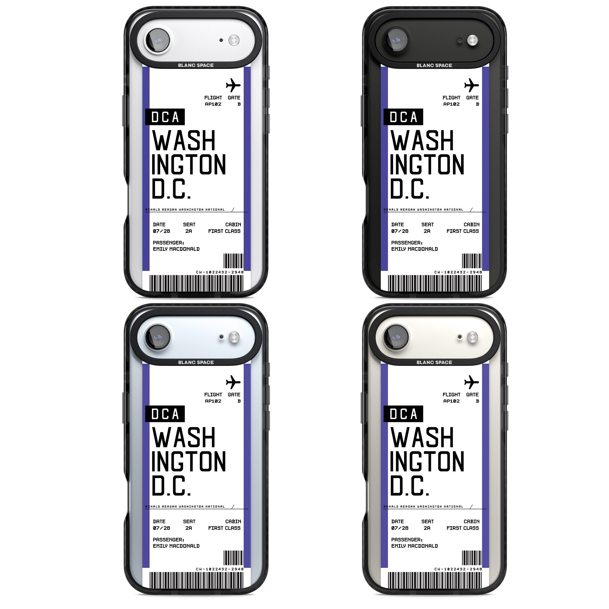 Personalised Washington D.C. Boarding Pass iPhone 17 Air Impact Black Phone Case APT Impact Protection