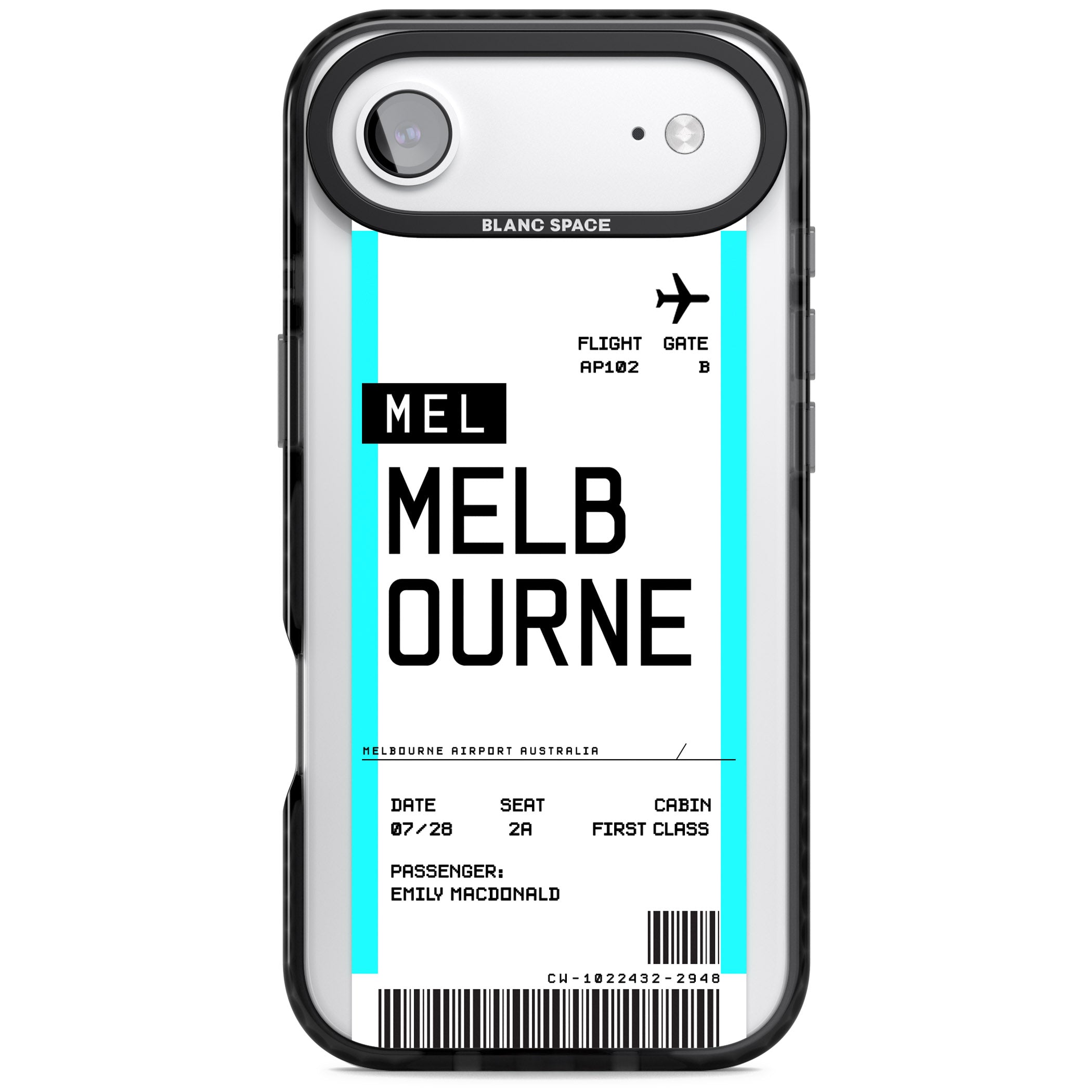 Personalised Melbourne Boarding Pass iPhone 17 Air Impact Black Phone Case