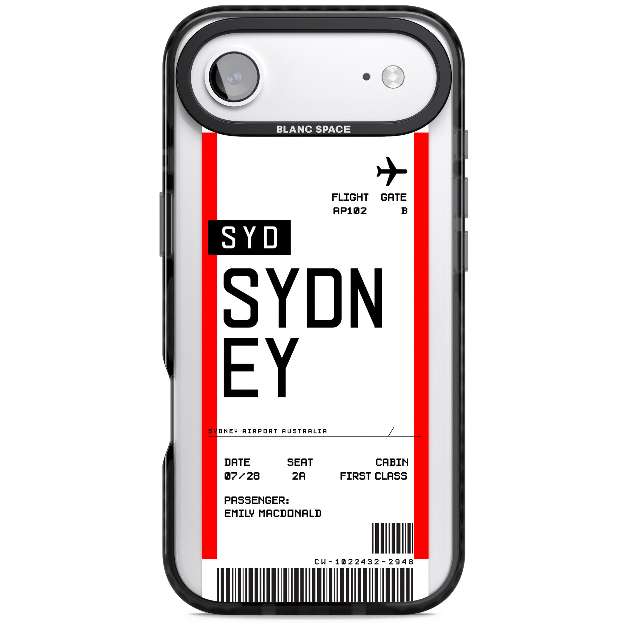 Personalised Sydney Boarding Pass iPhone 17 Air Impact Black Phone Case
