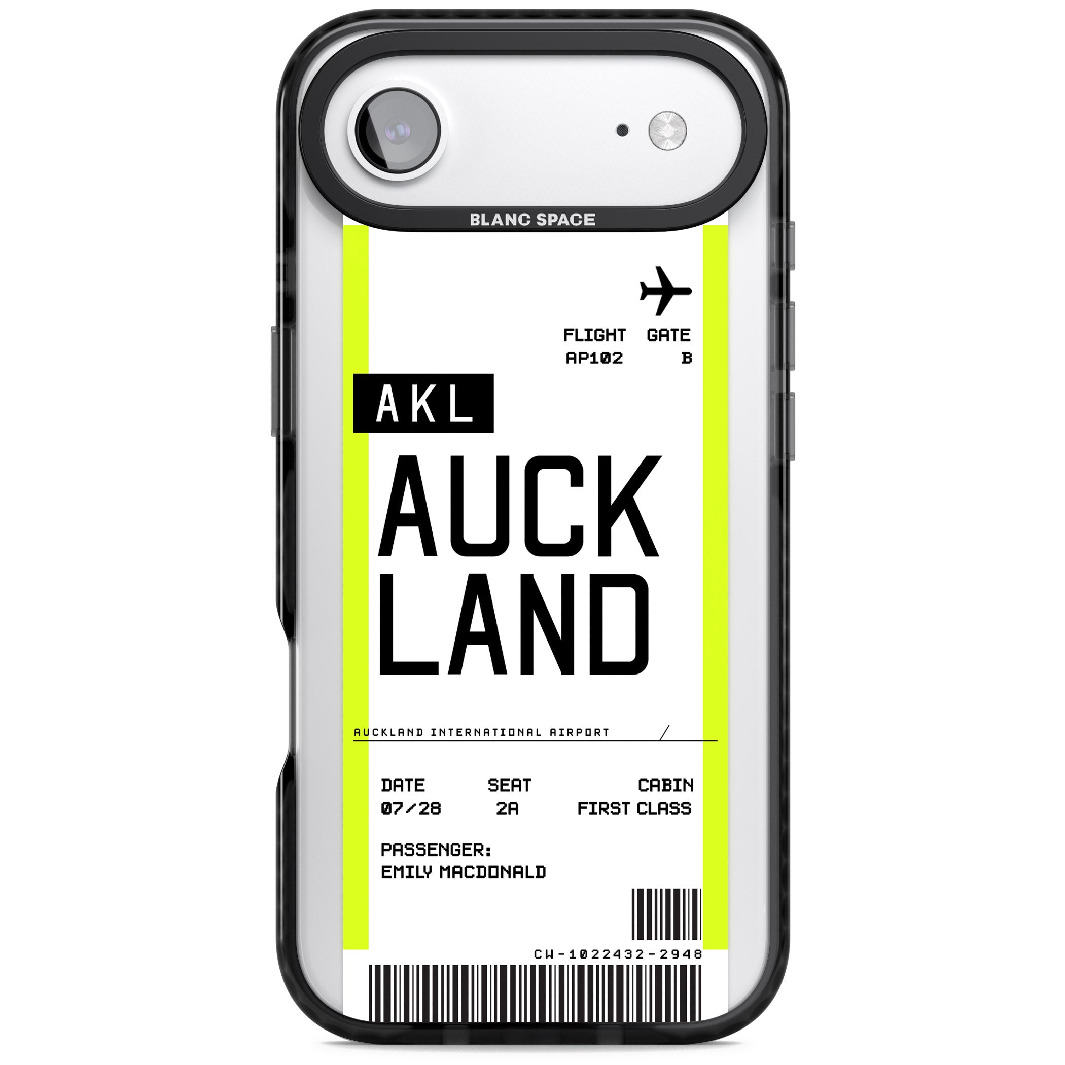 Personalised Auckland Boarding Pass iPhone 17 Air Impact Black Phone Case