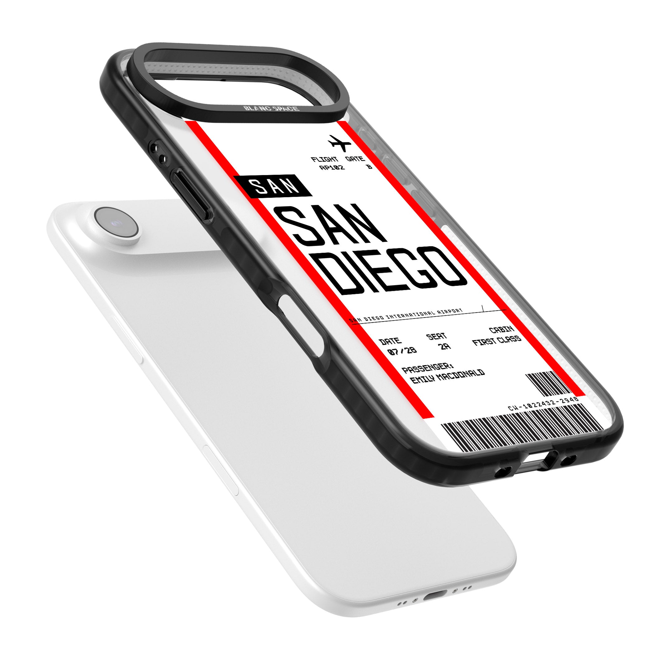 Personalised San Diego Boarding Pass iPhone 17 Air Impact Black Phone Case Colours