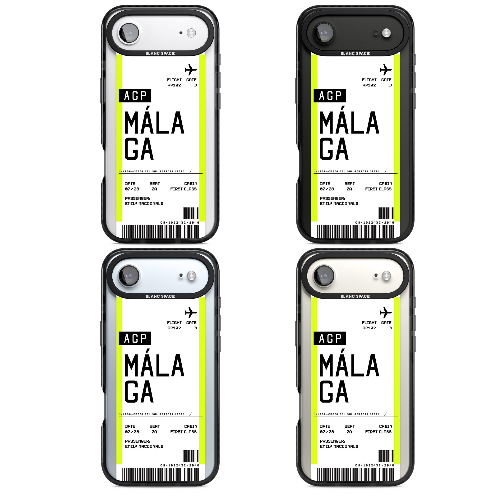 Personalised Málaga Boarding Pass iPhone 17 Air Impact Black Phone Case APT Impact Protection
