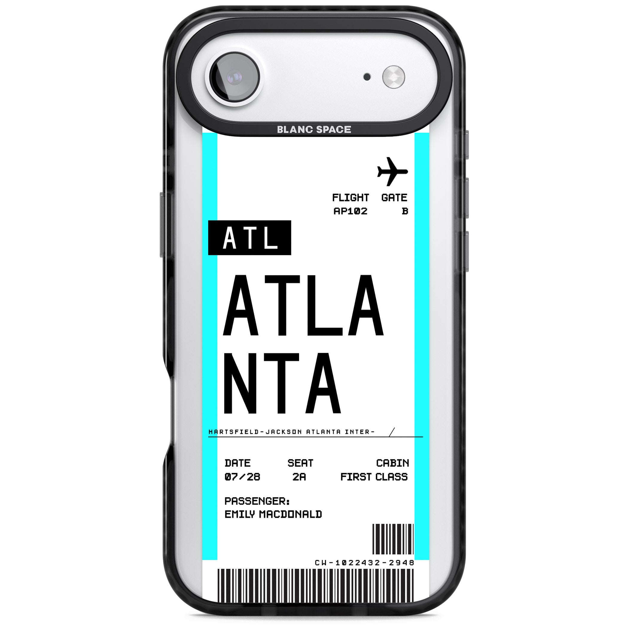 Personalised Atlanta Boarding Pass iPhone 17 Air Impact Black Phone Case