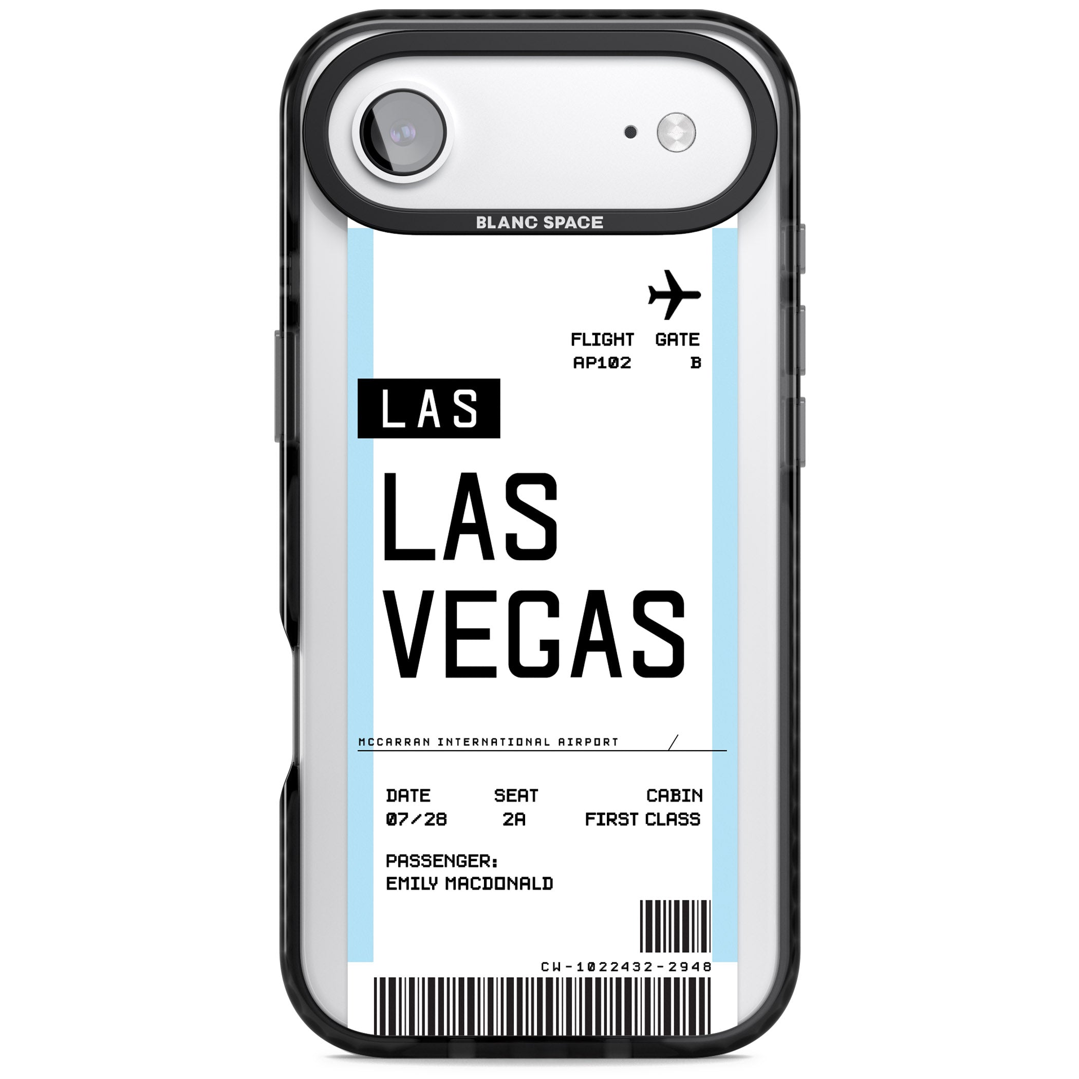 Personalised Las Vegas Boarding Pass iPhone 17 Air Impact Black Phone Case