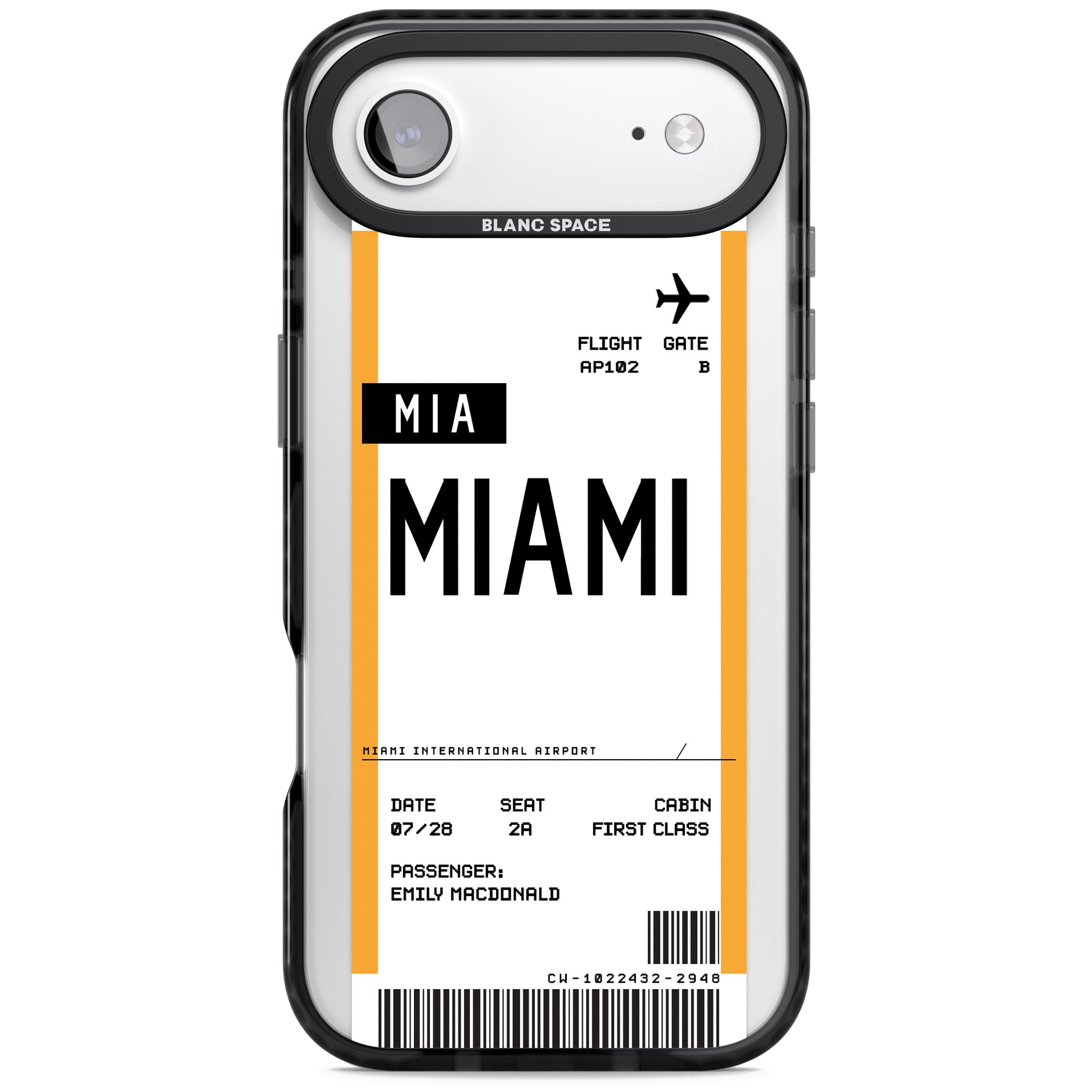 Personalised Miami Boarding Pass iPhone 17 Air Impact Black Phone Case