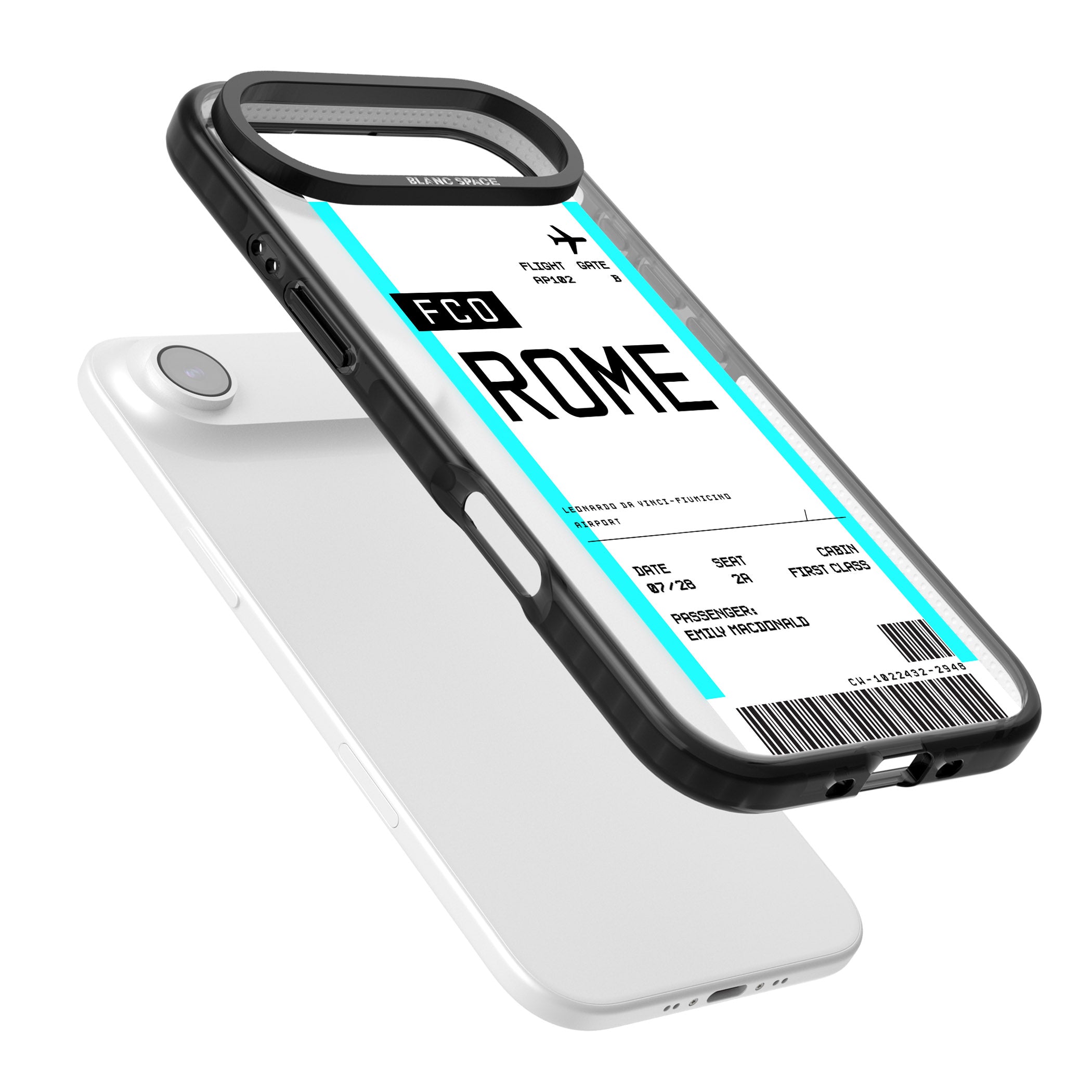 Personalised Rome Boarding Pass iPhone 17 Air Impact Black Phone Case Colours