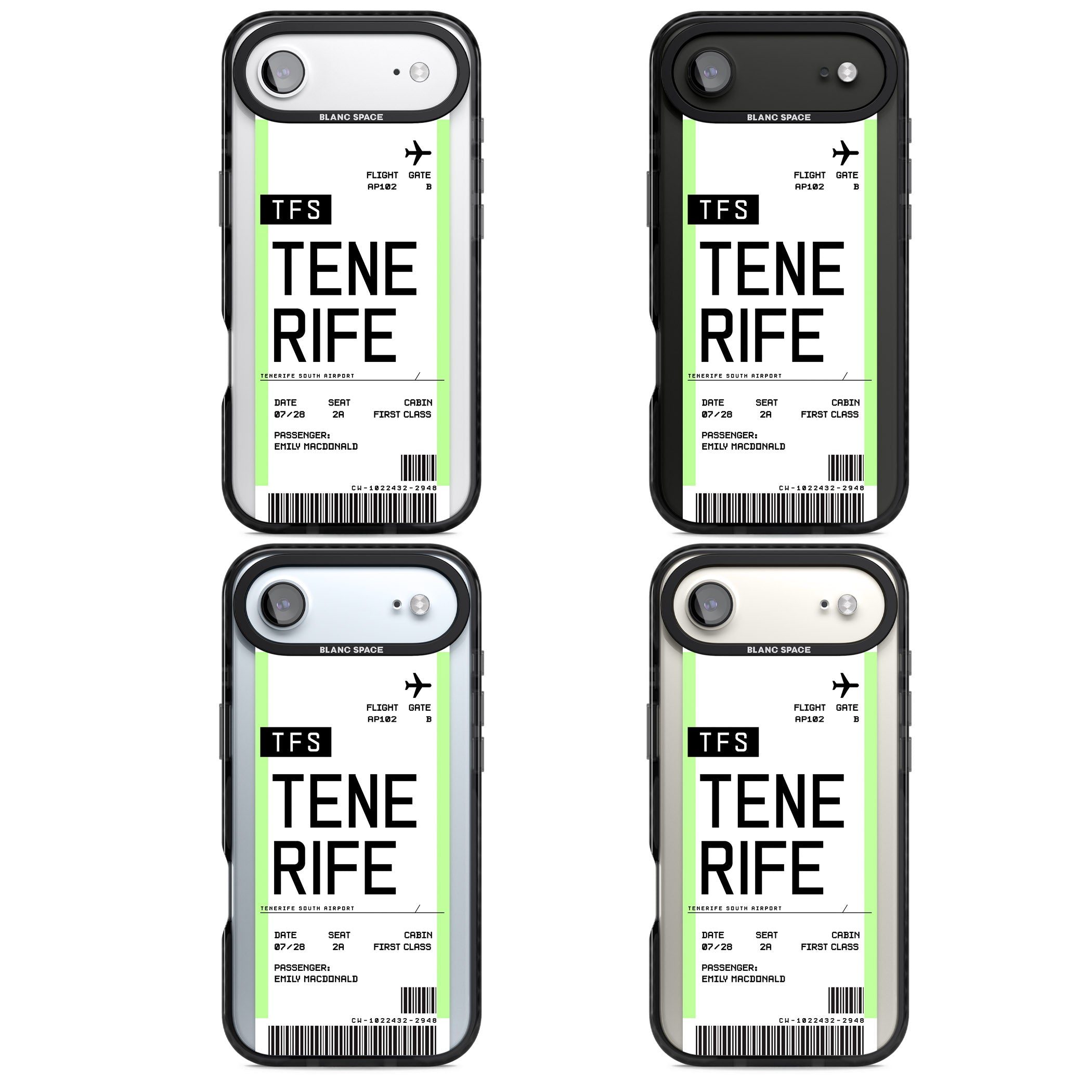 Personalised Tenerife Boarding Pass iPhone 17 Air Impact Black Phone Case APT Impact Protection