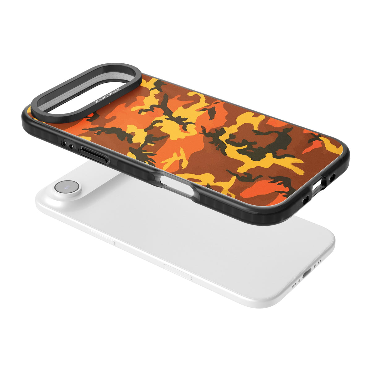 Orange Camo iPhone Air Impact Black Phone Case angled