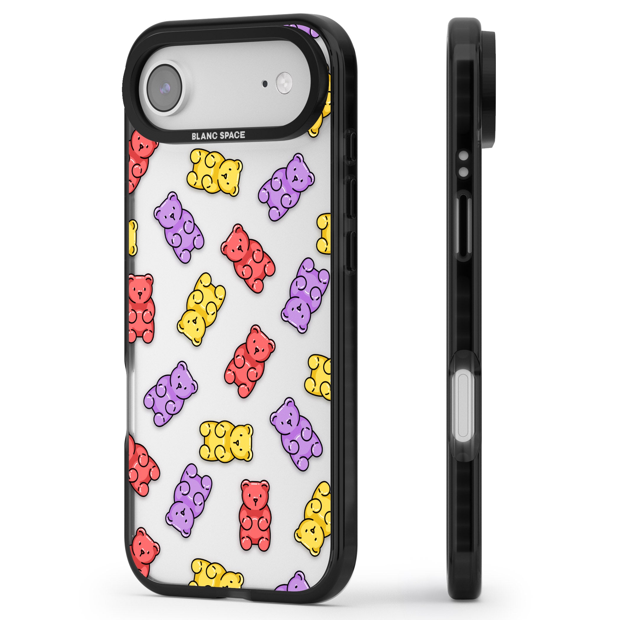 Gummy Bear Pattern iPhone 17 Air Impact Black Phone Case Side Profile