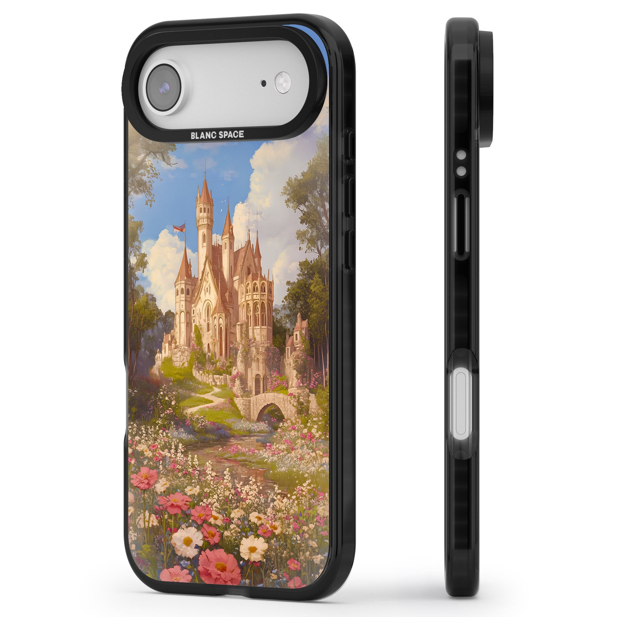 Castle Flower Fields iPhone 17 Air Impact Black Phone Case Side Profile