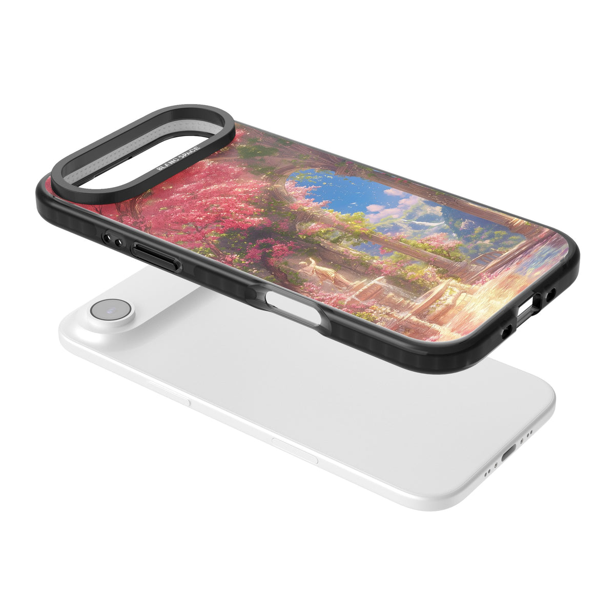 Castle Blossom iPhone Air Impact Black Phone Case angled