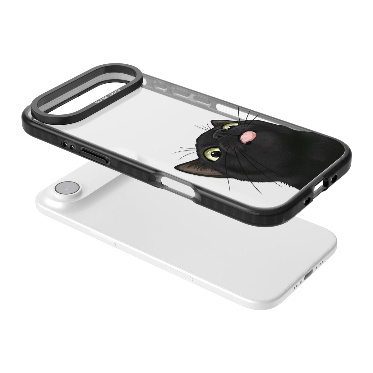 Black Cat Energy iPhone Air Impact Black Phone Case angled