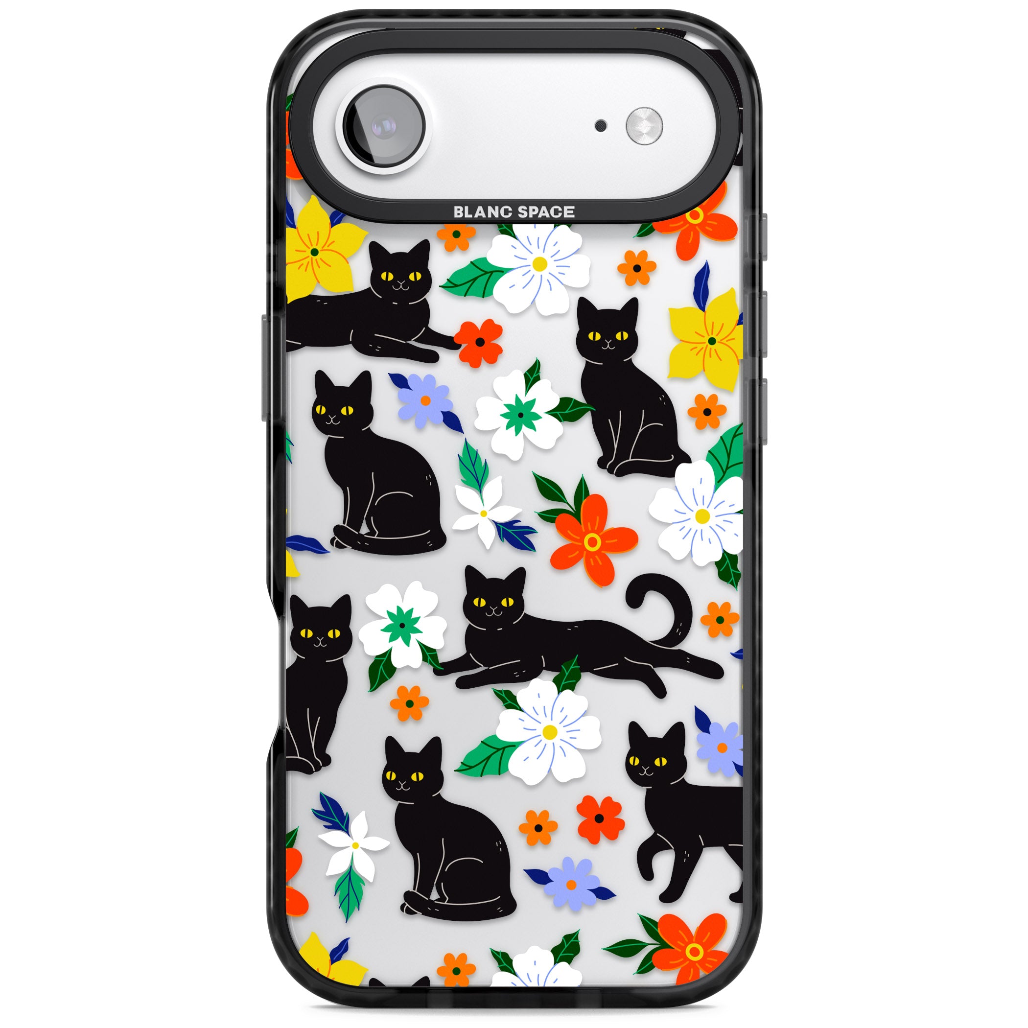Cats Flowers iPhone 17 Air Impact Black Phone Case
