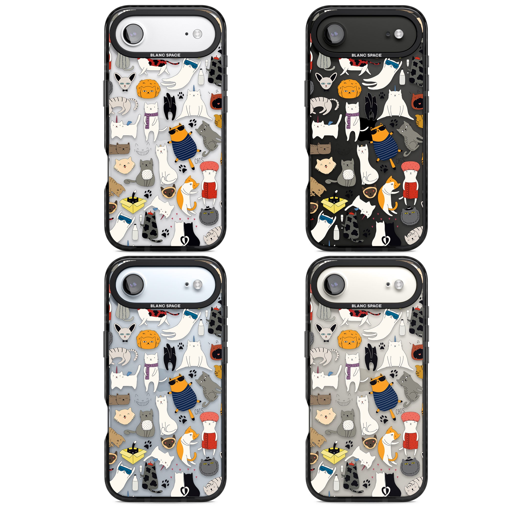 Cartoon Cat Collage iPhone 17 Air Impact Black Phone Case APT Impact Protection