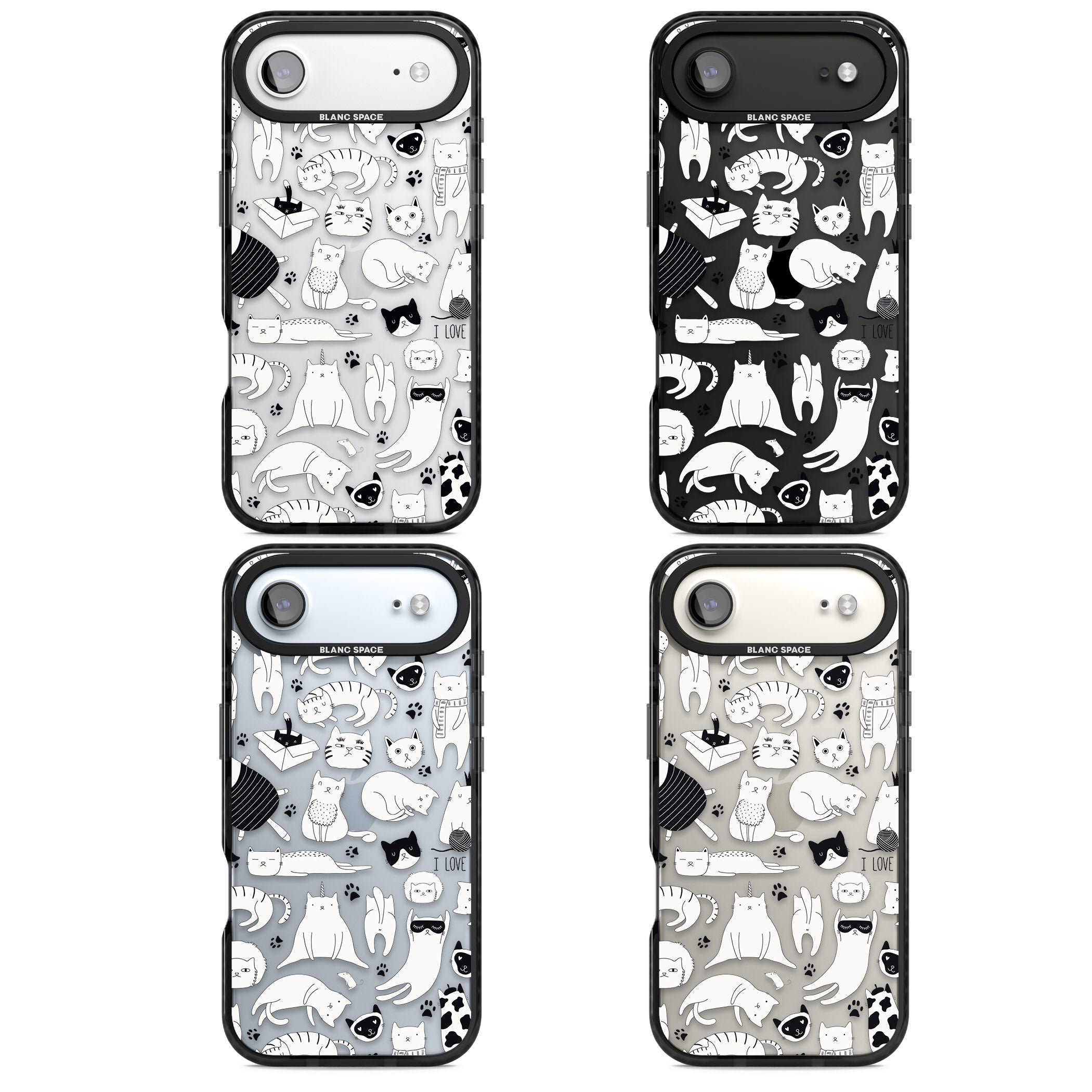 Cartoon Cat Collage Black & White iPhone 17 Air Impact Black Phone Case APT Impact Protection