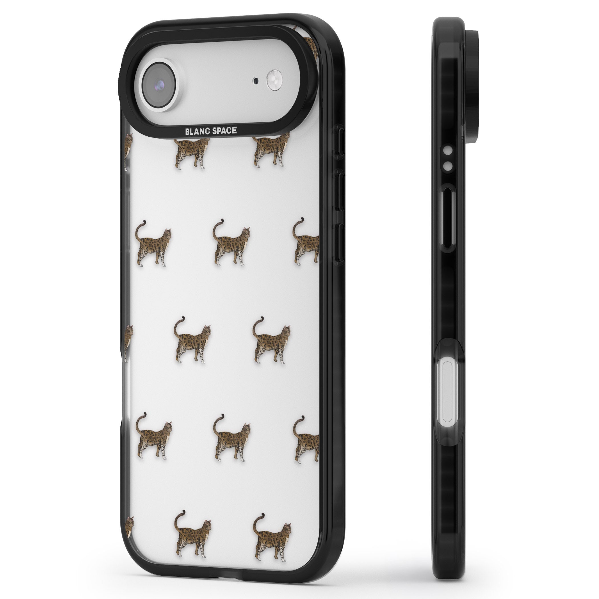 Bengal Cat Pattern iPhone 17 Air Impact Black Phone Case Side Profile