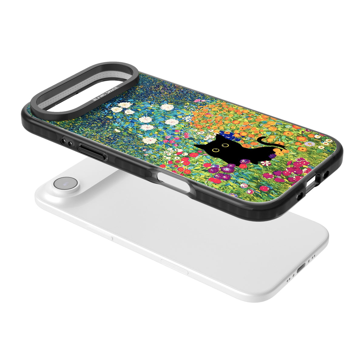 Cat in Klimt's Garden iPhone Air Impact Black Phone Case angled
