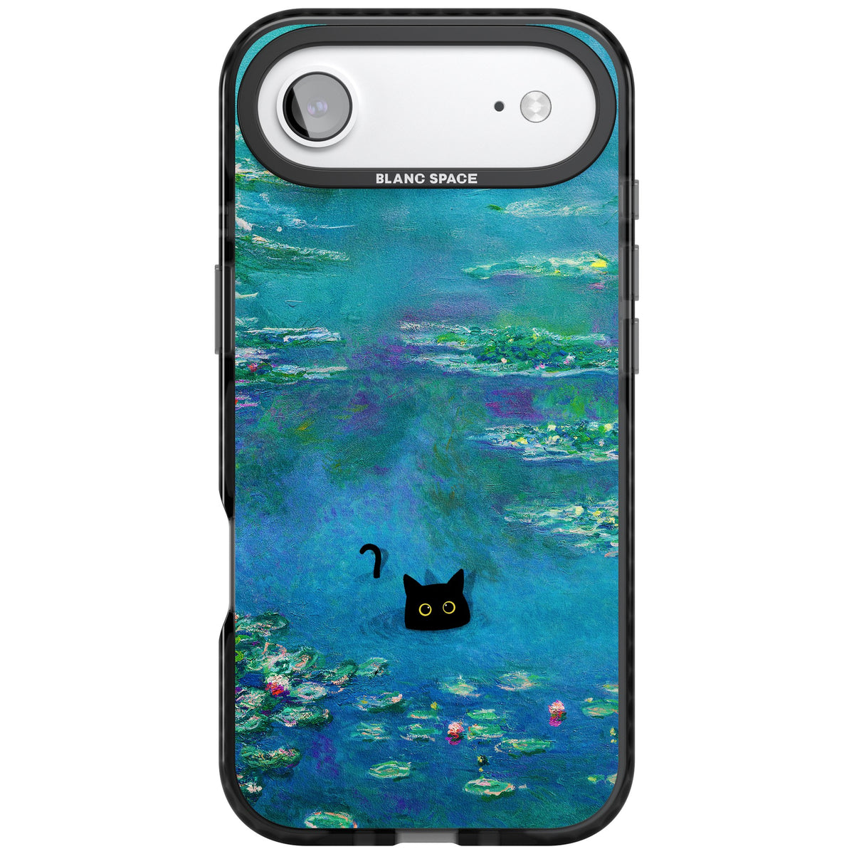 Cat in Monet's Water Lillies iPhone Air Impact Black Phone Case front