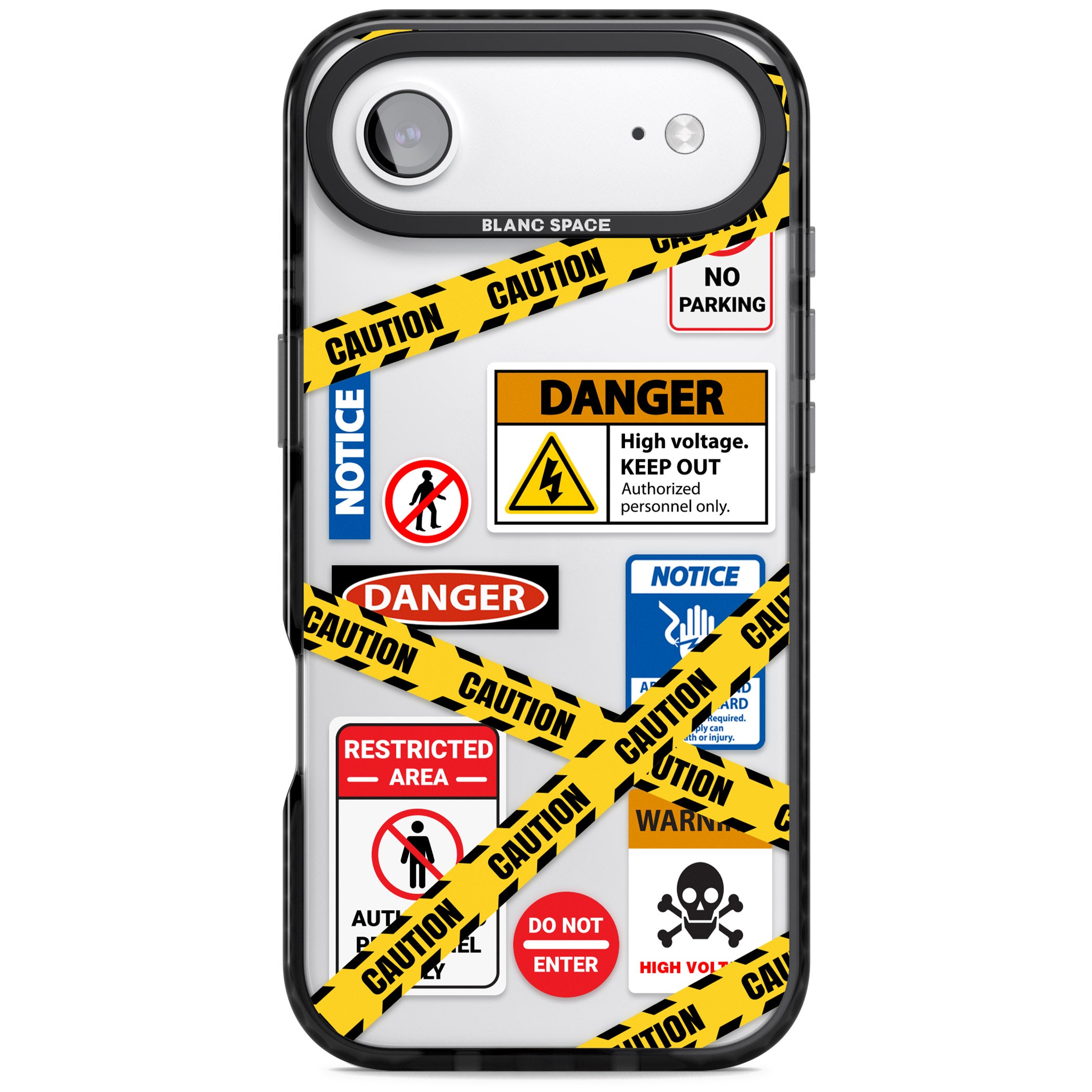 Caution Sign iPhone 17 Air Impact Black Phone Case