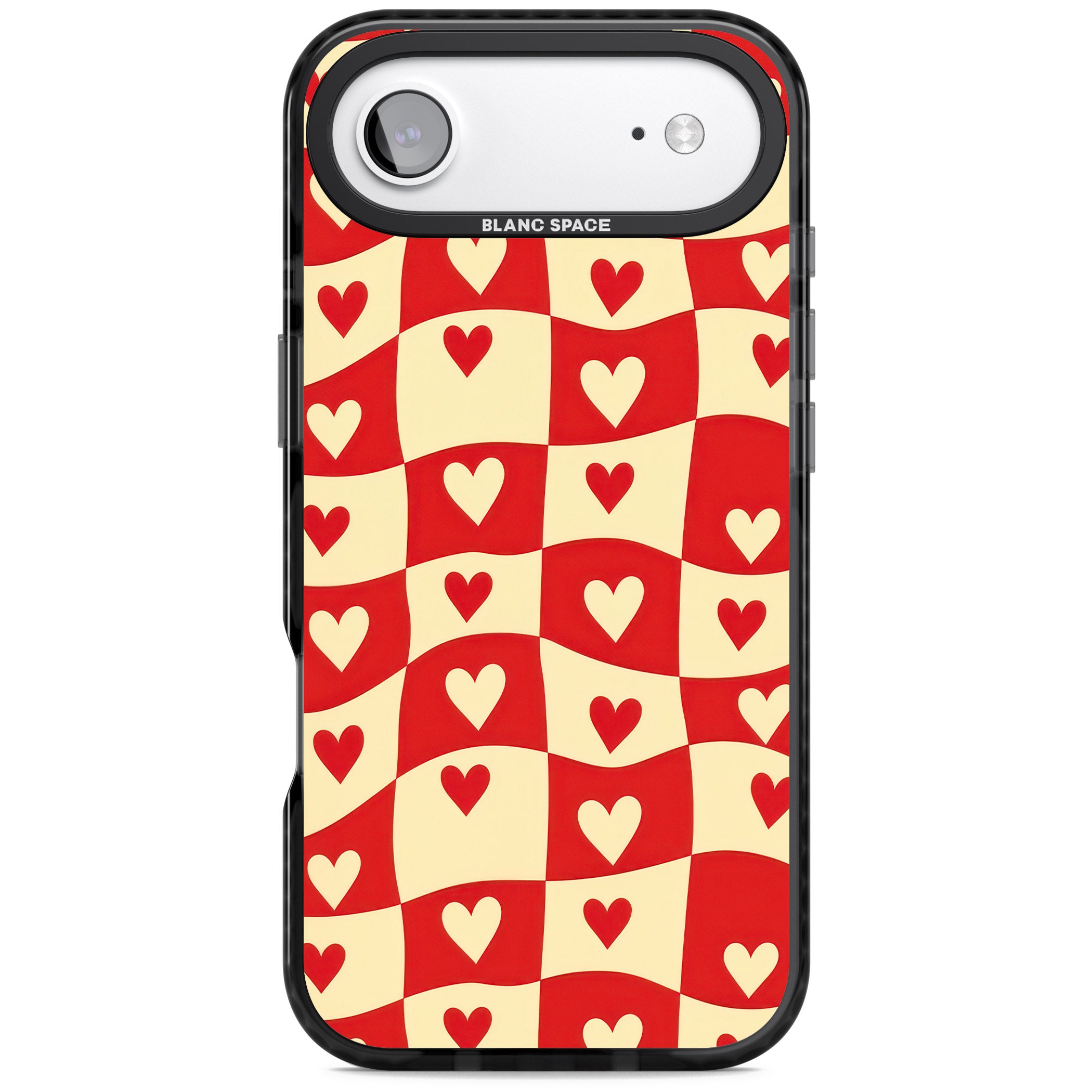 Red Wavy Checked & Hearts iPhone 17 Air Impact Black Phone Case