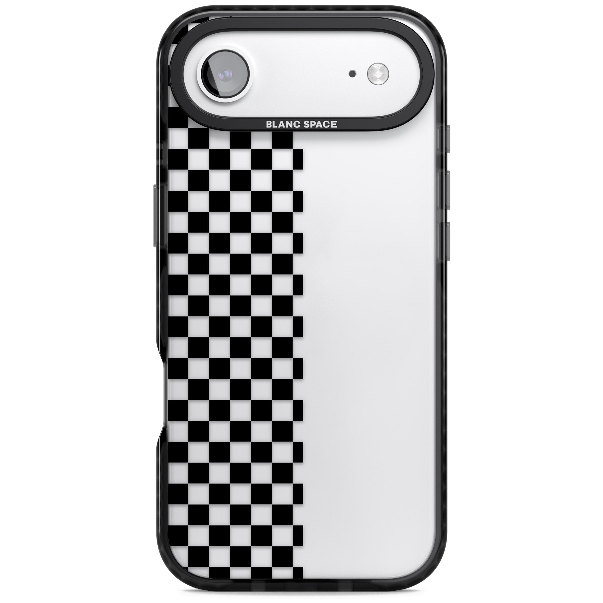 Checker: Half Black Check On Clear iPhone 17 Air Impact Black Phone Case