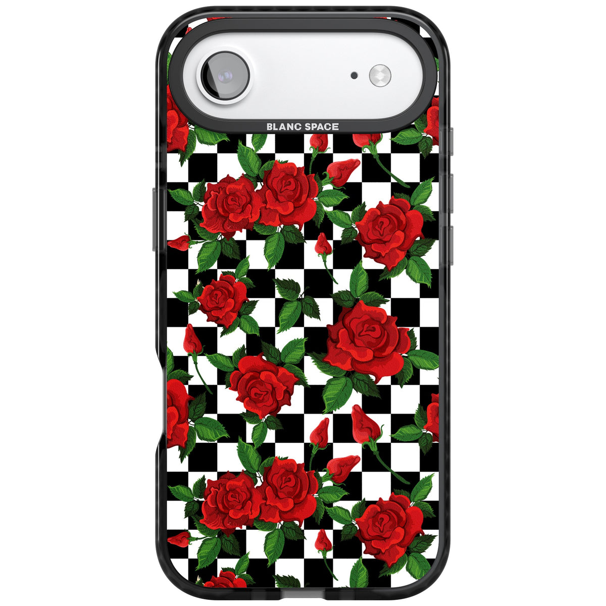 Checkered Roses iPhone Air Impact Black Phone Case front