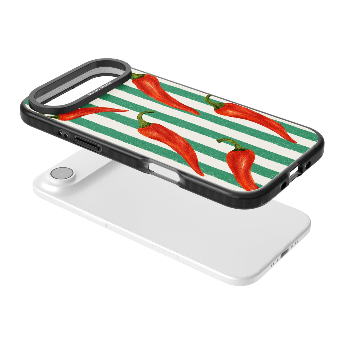 Striped Chillis iPhone Air Impact Black Phone Case angled