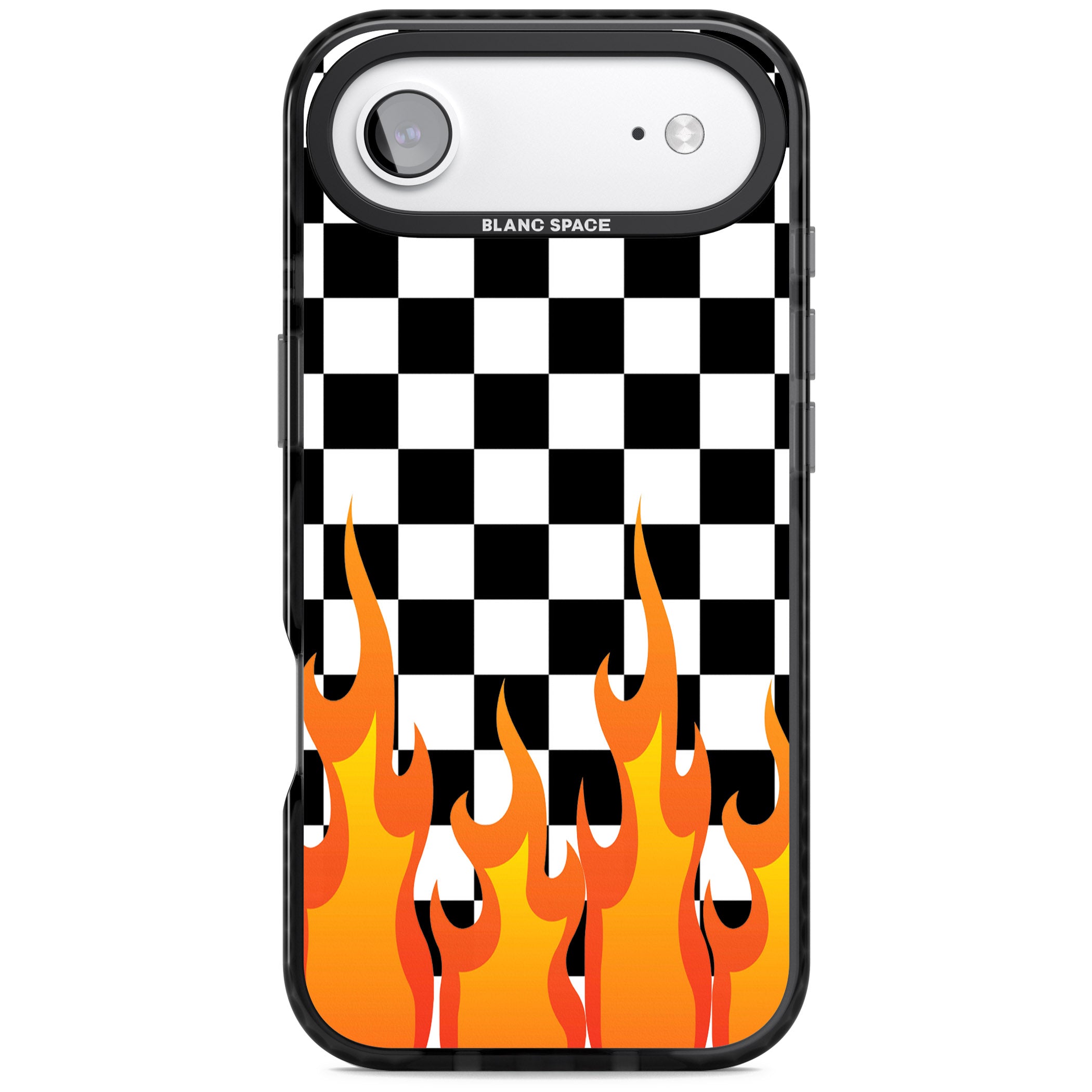 Checkered Fire iPhone 17 Air Impact Black Phone Case