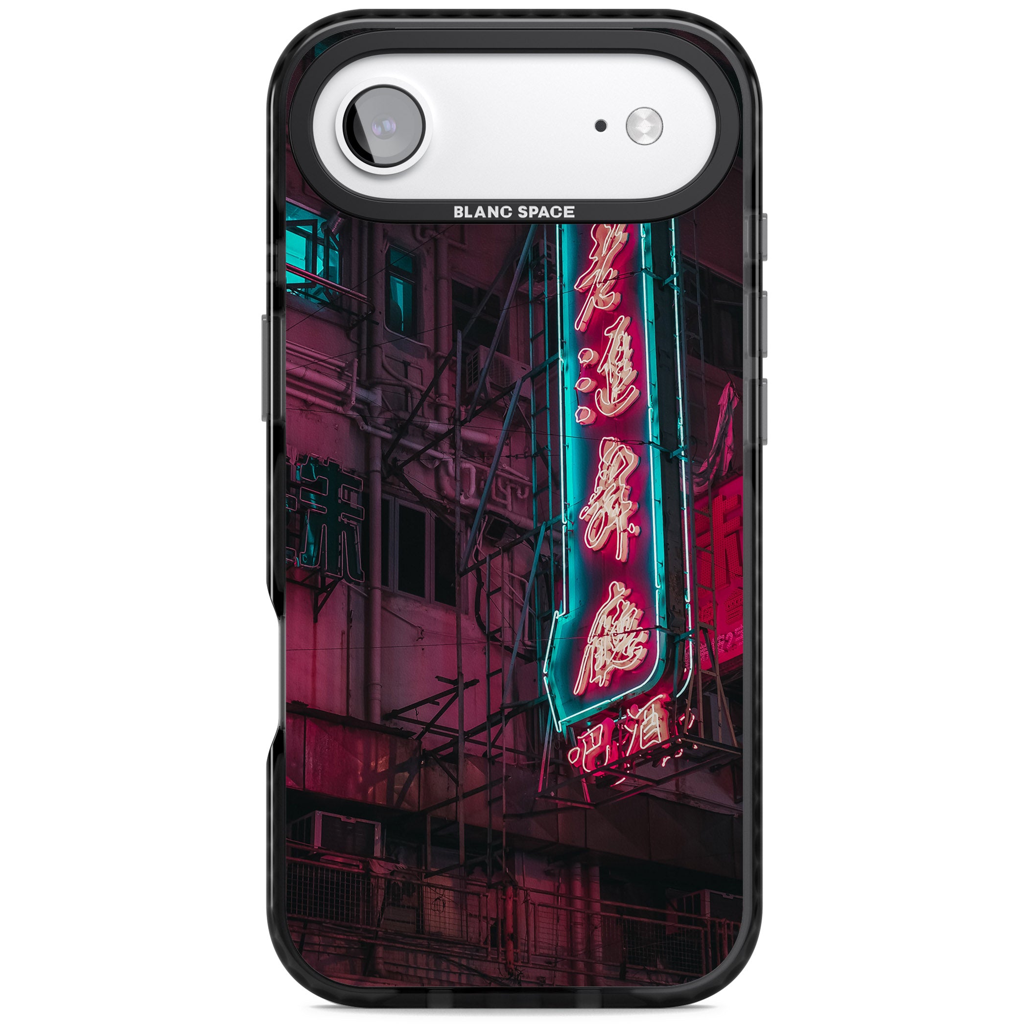 Neon Kanji Cityscape iPhone 17 Air Impact Black Phone Case
