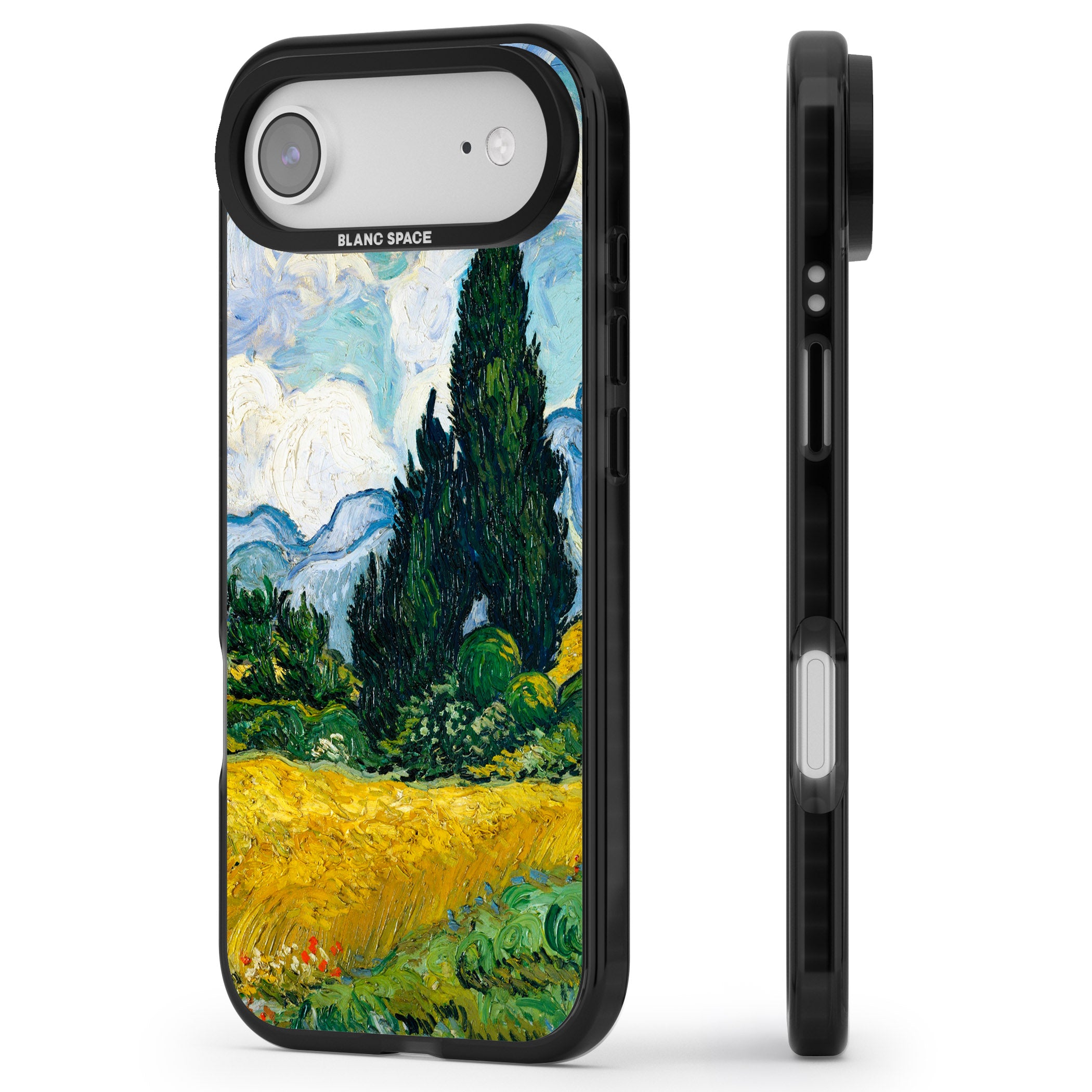 Wheat Field With Cypresses By Vincent Van Gogh iPhone 17 Air Impact Black Phone Case Side Profile