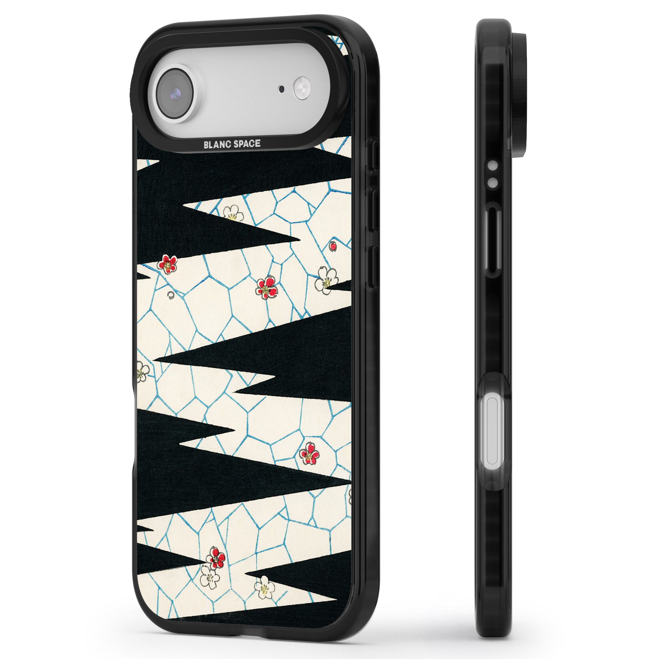 Japanese Flowers By Bijutsu Sekai iPhone 17 Air Impact Black Phone Case Side Profile