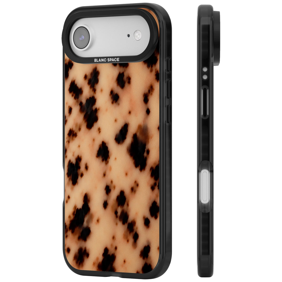 Coffee & Milk tortoiseshell iPhone case featuring blonde acetate tones, espresso brown spots and a soft cream base iPhone Air / iPhone 17 Air Impact Black Phone Case side